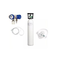 KIT tub oxigen medical 10L cu regulator cupla DIN+umidificator+masca oxigenoterapie
